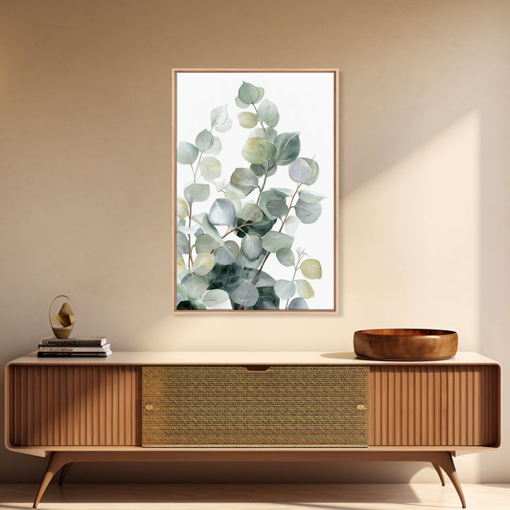 Clean Eucalyptus Leaf Study Framed Canvas Print, Waiting Room Art, Wall Art, Waiting Room Decor, Oil Painting, Calm, WRA-2x3-25