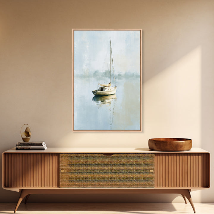 Quiet Sailboat on Calm Water Framed Canvas Print, Waiting Room Art, Dental Art, Waiting Room Decor, Fine Art, Calm, WRA-2x3-3