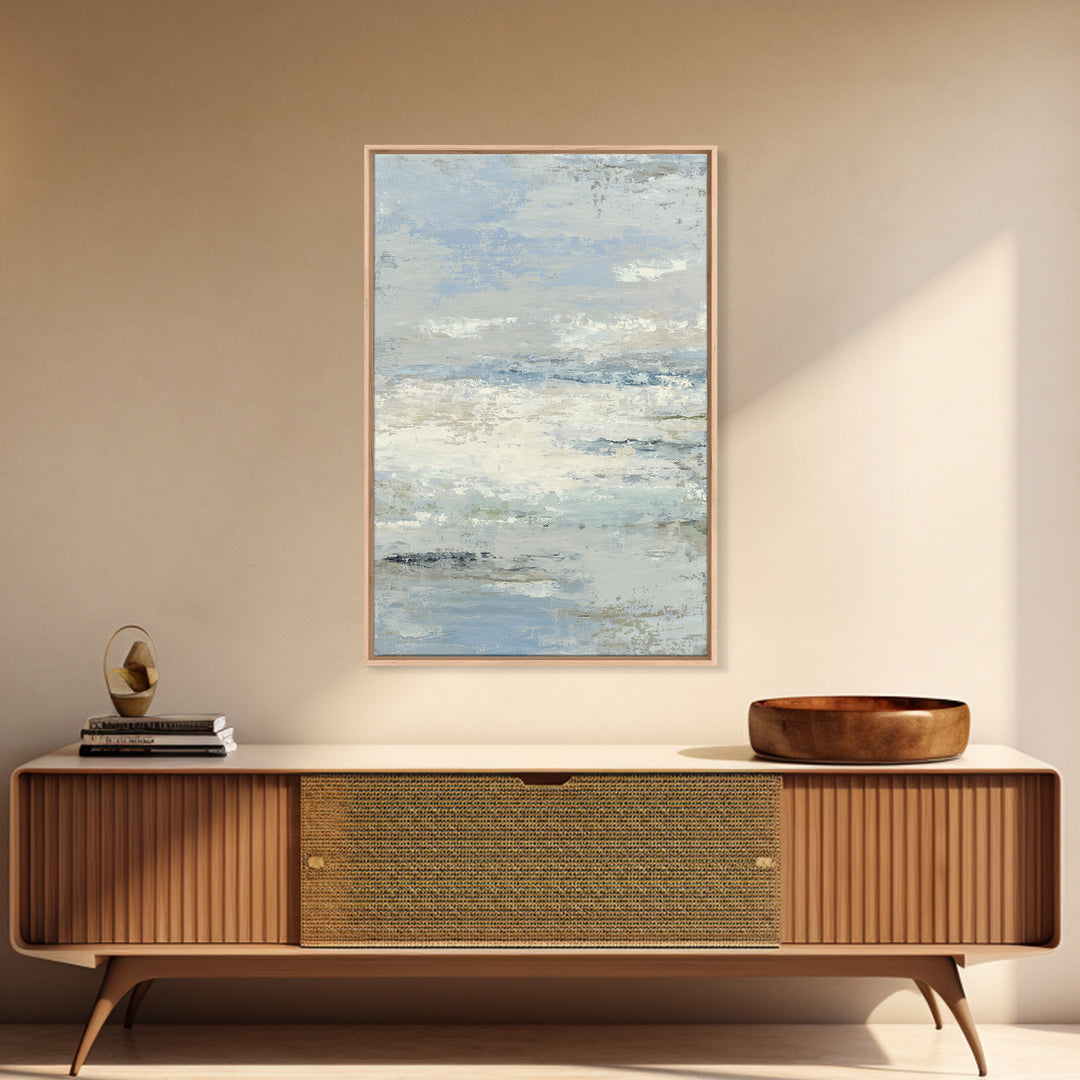 Soft Abstract Waves Framed Canvas Print, Waiting Room Art, Waiting Room Decor, Abstract Art, Calm, Floral Wall Art, WRA-2x3-34
