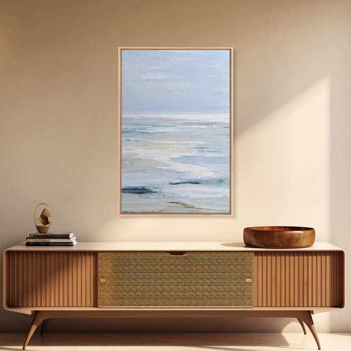 Coastal Horizon with Pale Sand and Water Framed Canvas Print, Waiting Room Art, Printable Wall Art, Waiting Room Decor, Calm, WRA-2x3-41