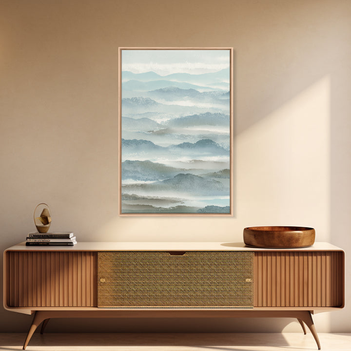 Simple Mountain Layers Framed Canvas Print, Waiting Room Art, Textured Painting, Waiting Room Decor, Calm, Printable Art, WRA-2x3-46