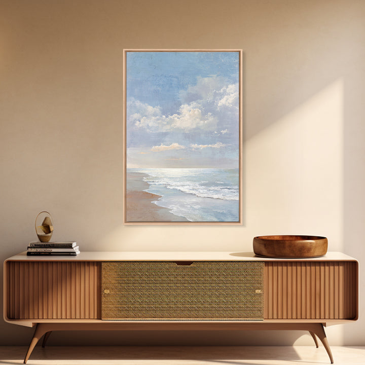 Coastal Horizon with Pale Sand and Water Canvas Print, Waiting Room Art, Office Wall Art, Waiting Room Decor, Oil Painting, WRA-2x3-65