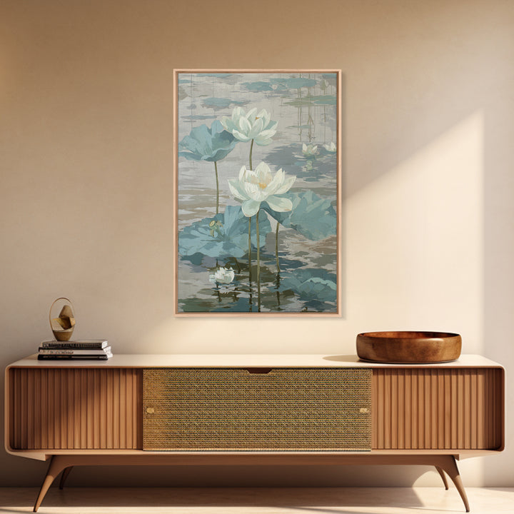 Lotus Flower on Still Water Canvas Print, Waiting Room Art, Original Art, Waiting Room Decor, Oil Painting, Calm, Office Art, WRA-2x3-71