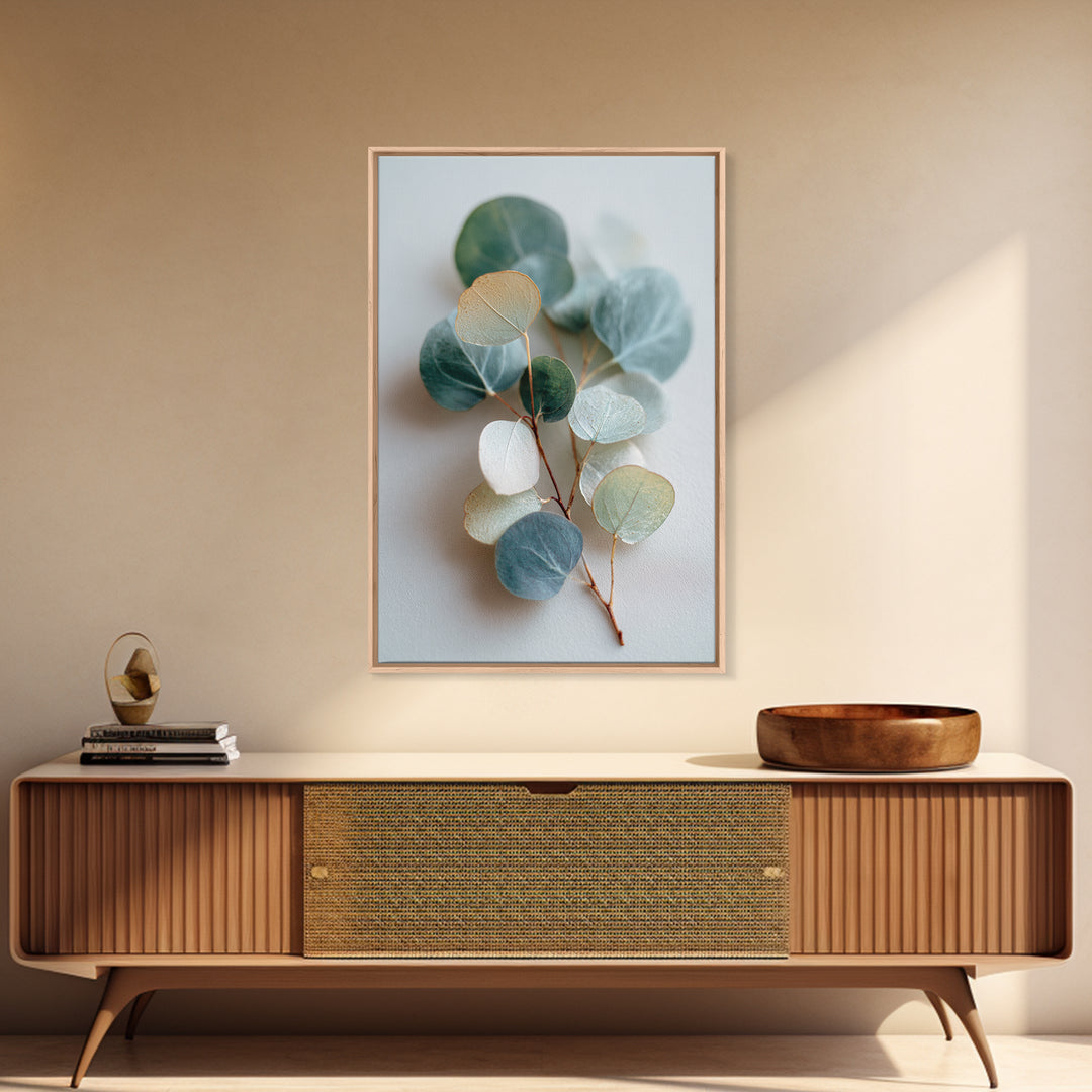 Clean Eucalyptus Leaf Study Framed Canvas Print, Waiting Room Art, Living Room Wall Art, Waiting Room Decor, Watercolor Art, WRA-2x3-73