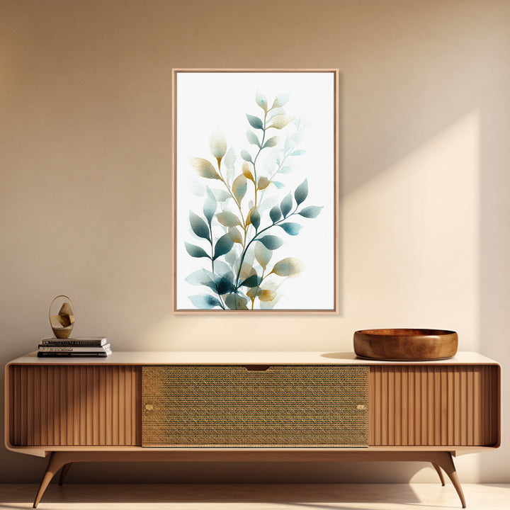 Neutral Botanical Branch Framed Canvas Print, Waiting Room Art, Bauhaus Print, Waiting Room Decor, Calm, Dental Office Decor, WRA-2x3-83