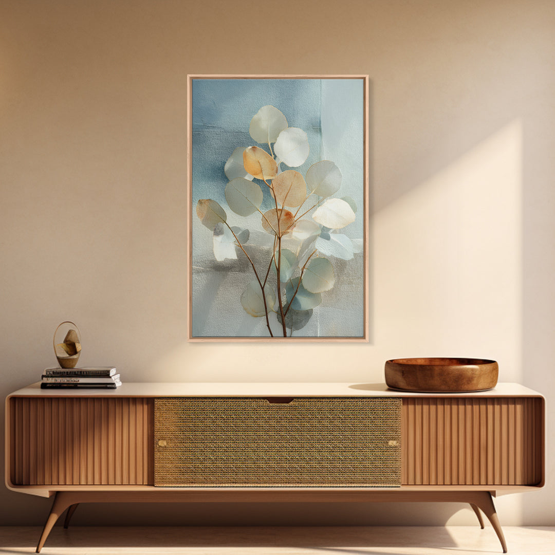 Clean Eucalyptus Leaf Study Framed Canvas Print, Waiting Room Art, Living Room Wall Art, Waiting Room Decor, Watercolor Art, WRA-2x3-97