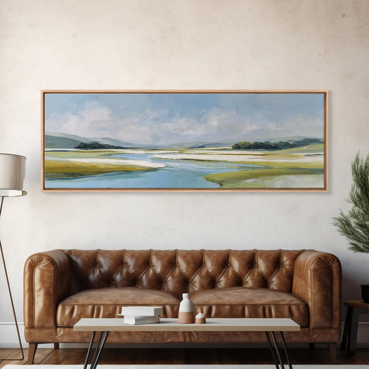 Blue Heron in Quiet Marsh Canvas Print, Waiting Room Art, Modern Decor, Waiting Room Decor, Abstract Art, Calm, Home Decor, WRA-3x1-100