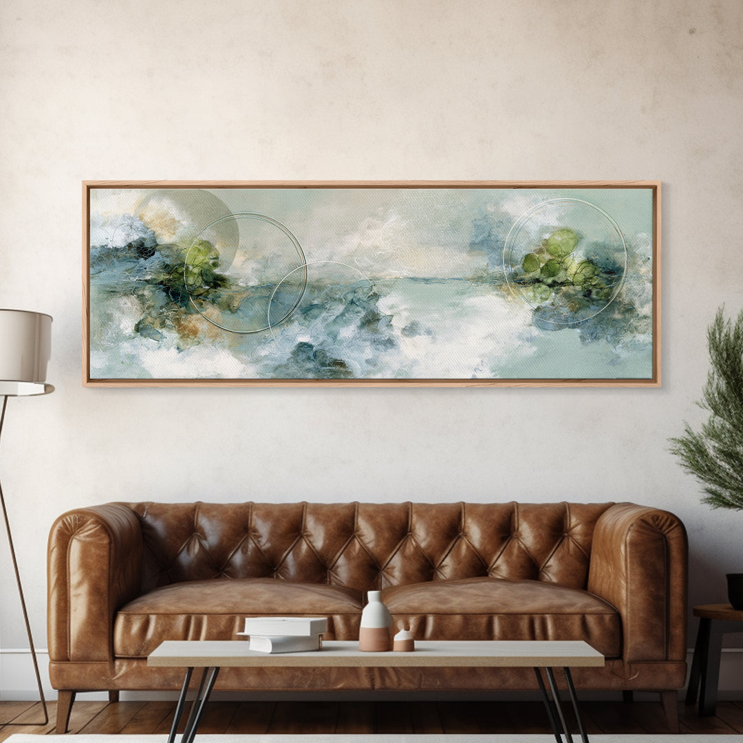 Abstract Circles Suggesting Calm Movement Framed Canvas Print, Waiting Room Art, Office Decor, Waiting Room Decor, Abstract Art, WRA-3x1-2