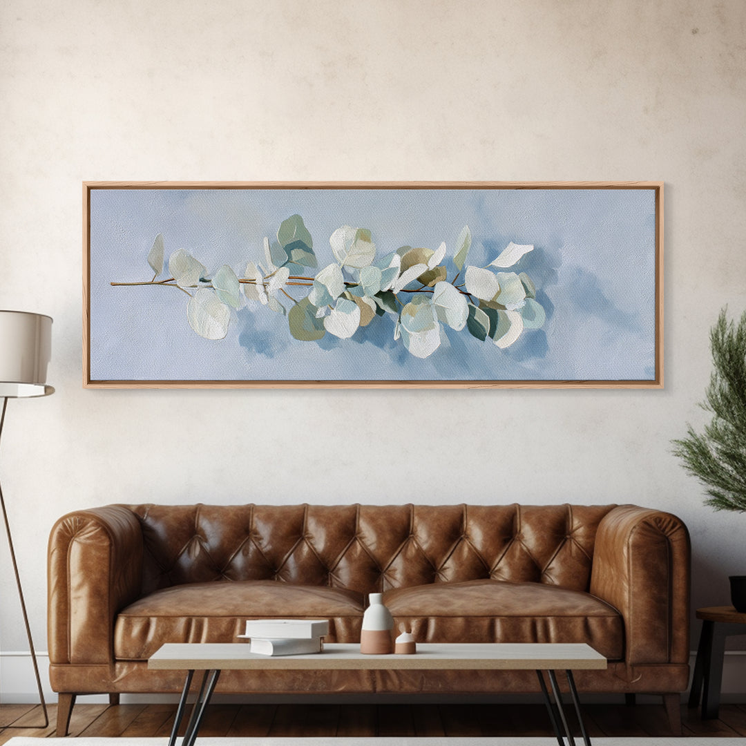 Clean Eucalyptus Leaf Study Canvas Print, Waiting Room Art, Minimalist Wall Art, Waiting Room Decor, Oil Painting, Calm, WRA-3x1-33