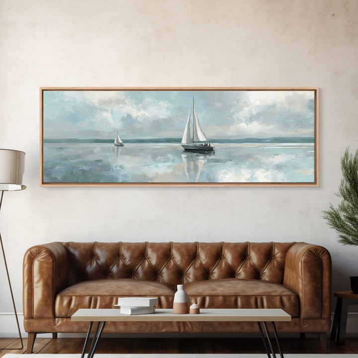 Quiet Sailboat on Calm Water Canvas Print, Waiting Room Art, Art Print, Waiting Room Decor, Fine Art, Calm, Abstract Art, WRA-3x1-35