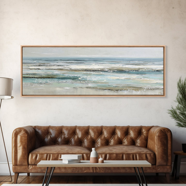 Coastal Horizon with Pale Sand and Water Canvas Print, Waiting Room Art, Landscape, Waiting Room Decor, Fine Art, Calm, WRA-3x1-49