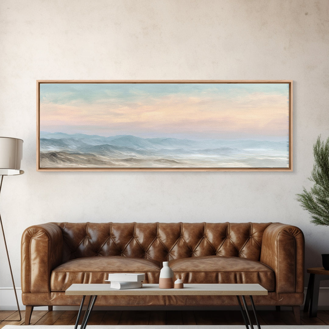 Warm Desert Sunrise Framed Canvas Print, Waiting Room Art, Printable Art, Waiting Room Decor, Watercolor Art, Calm, WRA-3x1-5