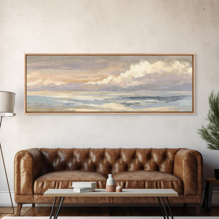 Warm Desert Sunrise Framed Canvas Print, Waiting Room Art, Abstract, Waiting Room Decor, Oil Painting, Calm, Modern Decor, WRA-3x1-53
