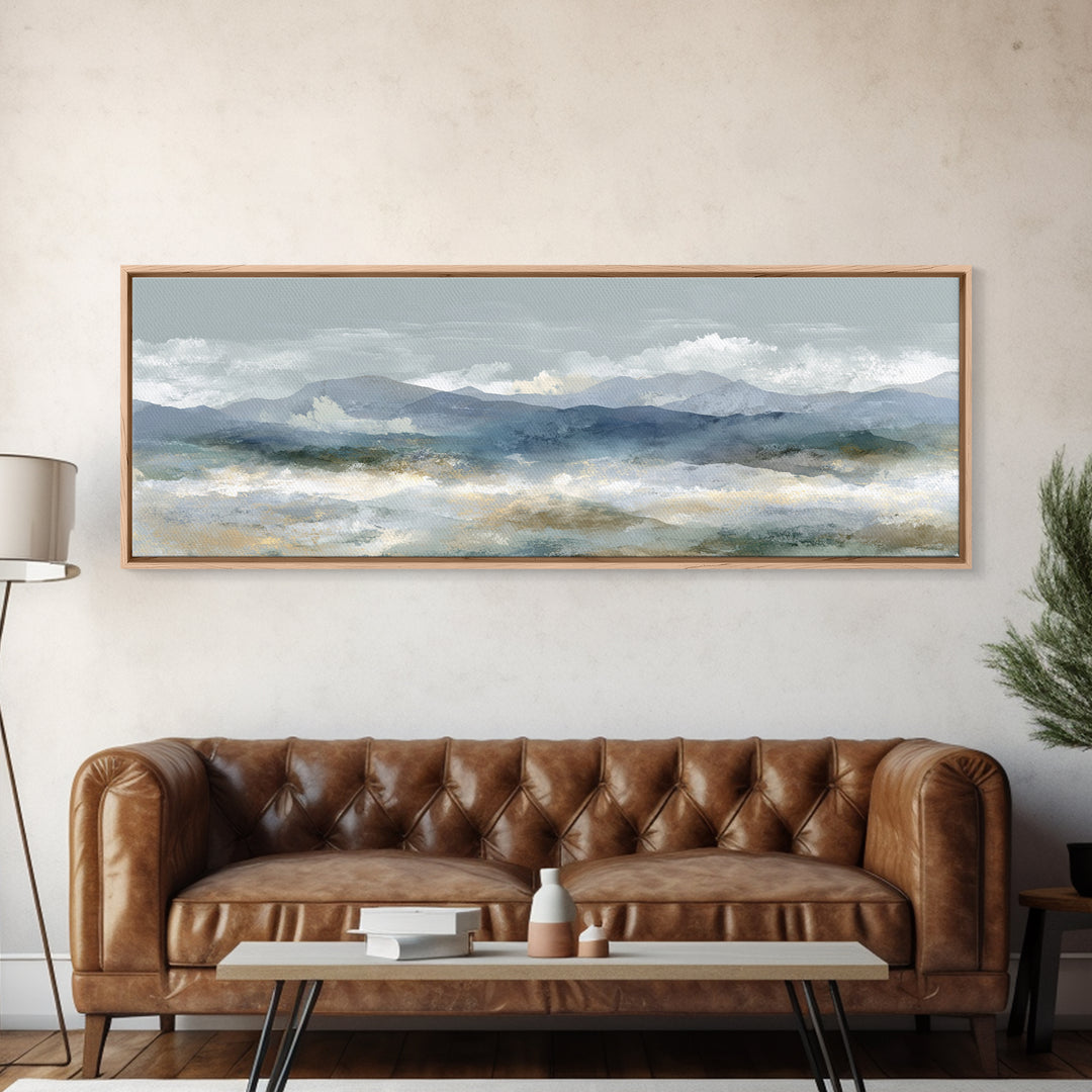 Simple Mountain Layers Canvas Print, Waiting Room Art, Dog Wall Art, Waiting Room Decor, Calm, Boho Decor, Luxury Decor, WRA-3x1-54