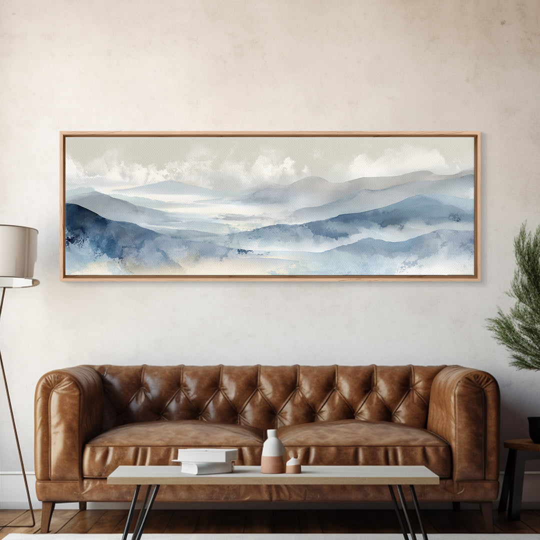 Simple Mountain Layers Canvas Print, Waiting Room Art, Digital Art Print, Waiting Room Decor, Watercolor Art, Calm, WRA-3x1-6