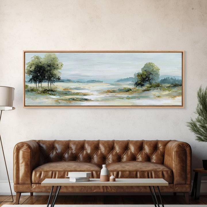 Open Field with Distant Tree Framed Canvas Print, Waiting Room Art, Room Decor, Waiting Room Decor, Calm, Bedroom Decor, WRA-3x1-63