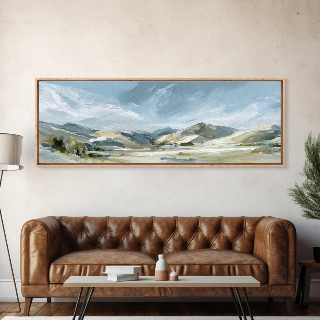 Calming Landscape with Open Sky and Gentle Canvas Print, Waiting Room Art, Dog Wall Art, Waiting Room Decor, Watercolor Art, WRA-3x1-65