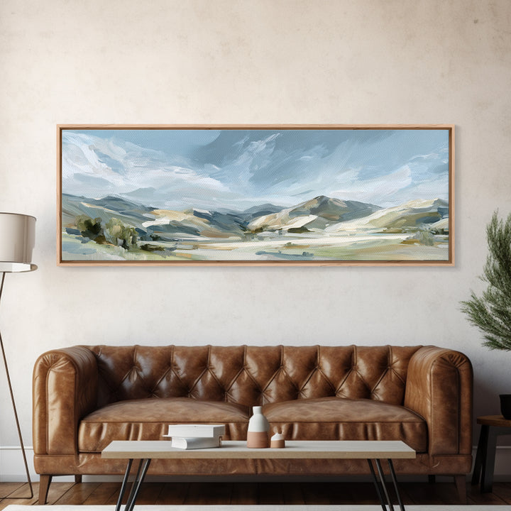 Calming Landscape with Open Sky and Gentle Canvas Print, Waiting Room Art, Dog Wall Art, Waiting Room Decor, Watercolor Art, WRA-3x1-65