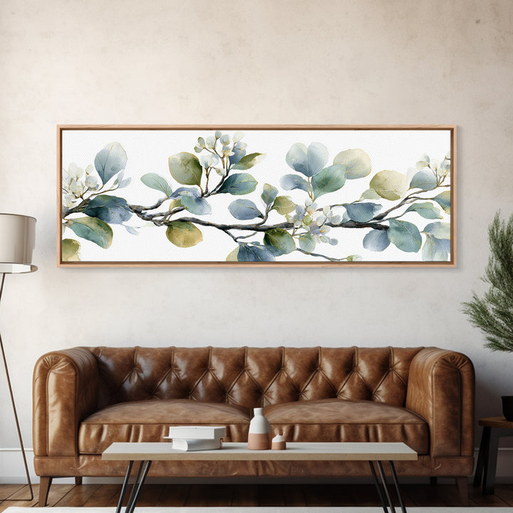 Neutral Botanical Branch Framed Canvas Print, Waiting Room Art, Bedroom Decor, Waiting Room Decor, Fine Art, Calm, Abstract, WRA-3x1-67