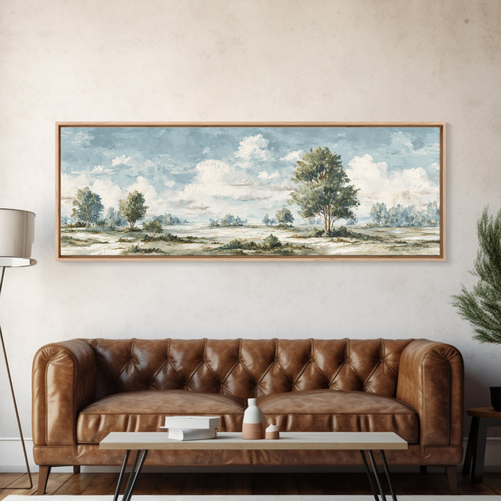 Open Field with Distant Tree Framed Canvas Print, Waiting Room Art, Abstract Art, Waiting Room Decor, Fine Art, Calm, WRA-3x1-87
