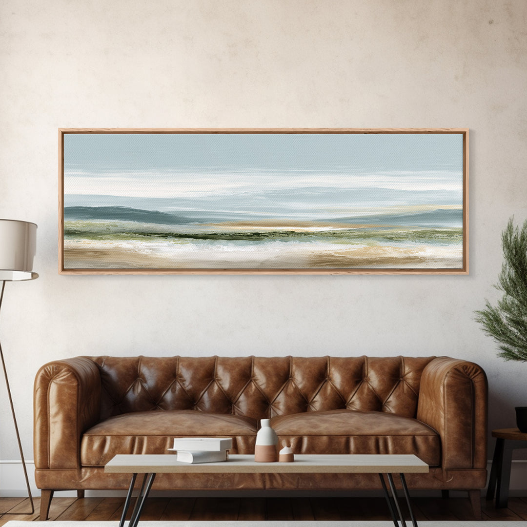 Calming Landscape with Open Sky and Gentle Framed Canvas Print, Waiting Room Art, Fine Art, Waiting Room Decor, Calm, WRA-3x1-89