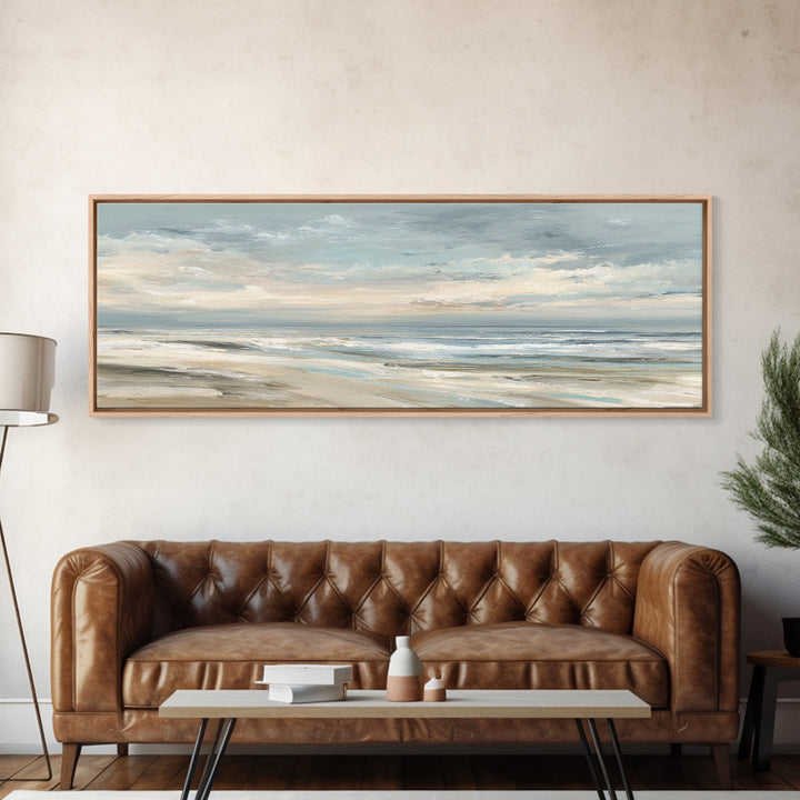 Coastal Horizon with Pale Sand and Water Canvas Print, Waiting Room Art, Gallery Decor, Waiting Room Decor, Fine Art, Calm, WRA-3x1-97