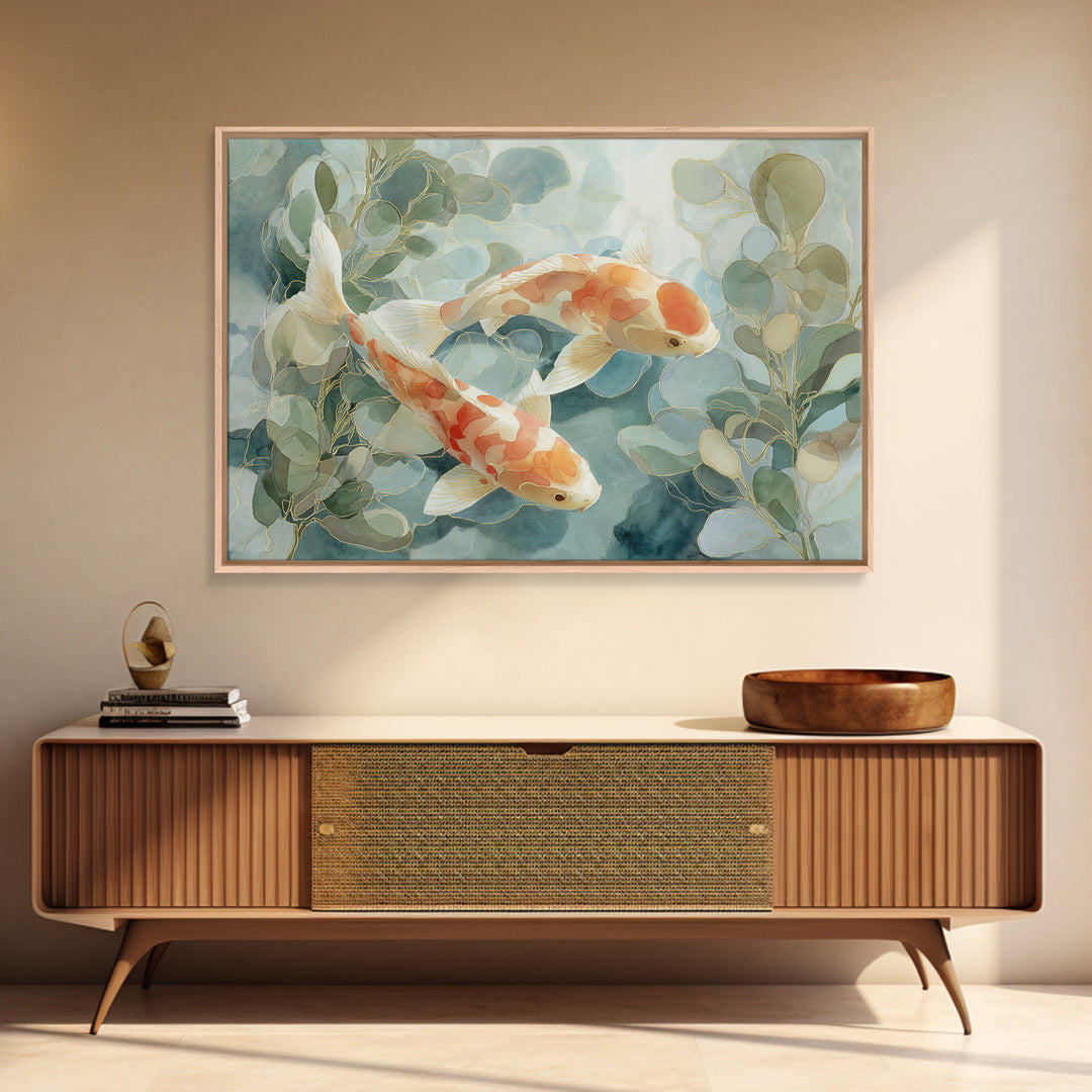 Gentle Koi Fish Canvas Print, Waiting Room Art, Office Wall Art, Waiting Room Decor, Watercolor Art, Calm, Dental Wall Art, WRA-3x2-26