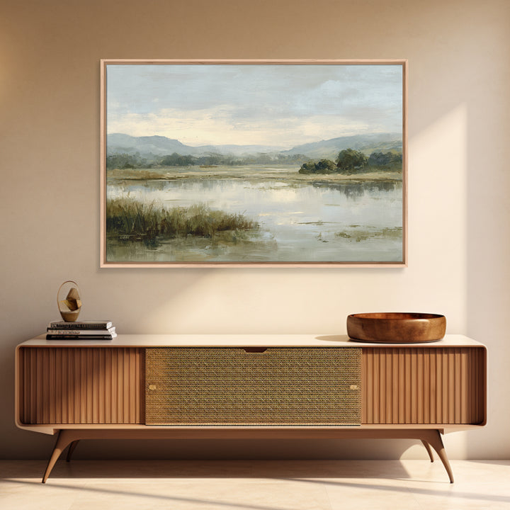 Peaceful Lake Reflection at Dawn Canvas Print, Waiting Room Art, Gallery Wall Art, Waiting Room Decor, Oil Painting, Calm, WRA-3x2-32
