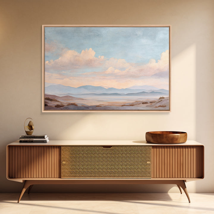 Warm Desert Sunrise Framed Canvas Print, Waiting Room Art, Dental Wall Art, Waiting Room Decor, Watercolor Art, Calm, WRA-3x2-41