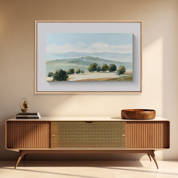 Calming Landscape with Open Sky and Gentle Framed Canvas Print, Waiting Room Art, Landscape, Waiting Room Decor, Oil Painting, WRA-3x2-5