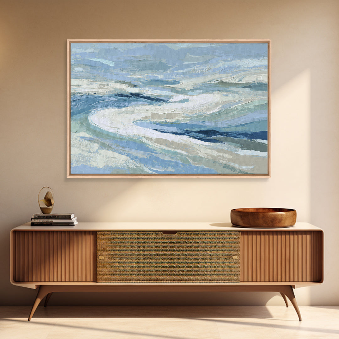 Soft Abstract Waves Framed Canvas Print, Waiting Room Art, Wall Sculpture, Waiting Room Decor, Fine Art, Calm, Dog Wall Art, WRA-3x2-6