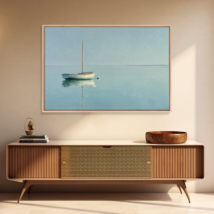 Quiet Sailboat on Calm Water Framed Canvas Print, Waiting Room Art, Office Art, Waiting Room Decor, Watercolor Art, Calm, WRA-3x2-71