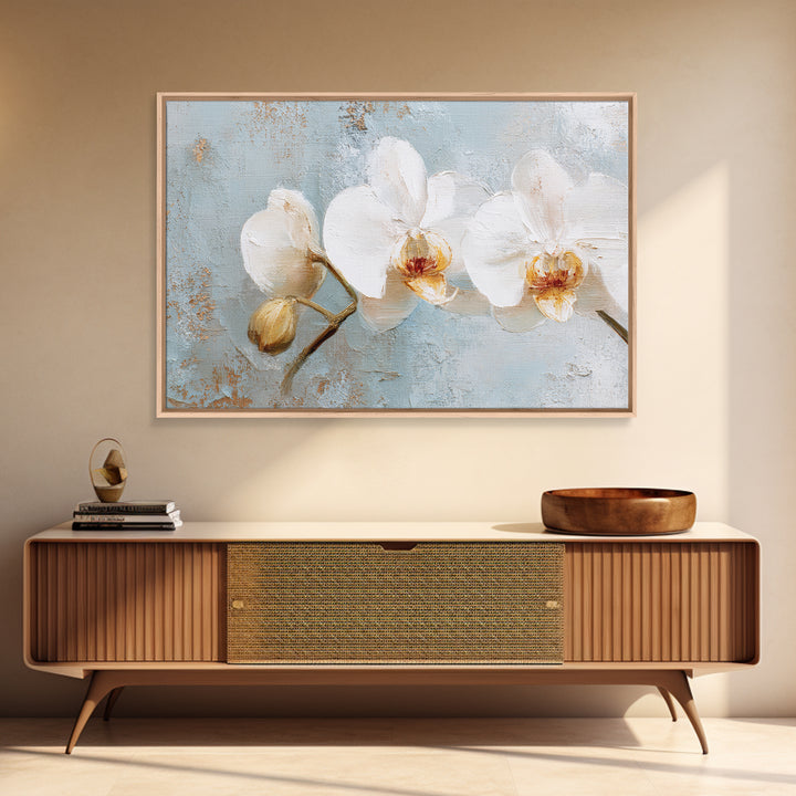 White Orchid on Light Gray Ground Canvas Print, Waiting Room Art, Wall Art, Waiting Room Decor, Fine Art, Calm, Floral Wall Art, WRA-3x2-83