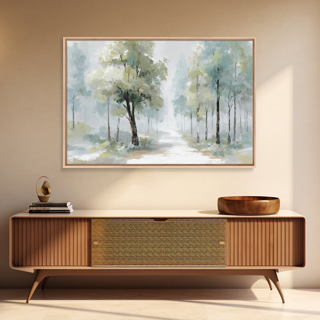 Misty Forest Path Framed Canvas Print, Waiting Room Art, Fine Art Print, Waiting Room Decor, Fine Art, Calm, Wall Decor, WRA-3x2-87