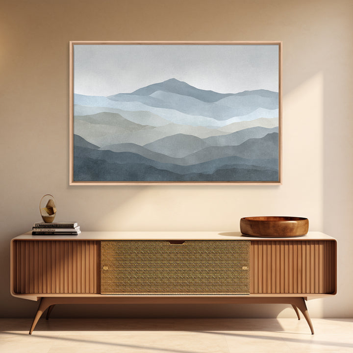 Simple Mountain Layers Framed Canvas Print, Waiting Room Art, Landscape, Waiting Room Decor, Watercolor Art, Calm, WRA-3x2-90