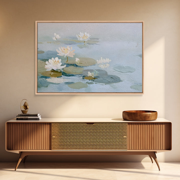 Lotus Flower on Still Water Framed Canvas Print, Waiting Room Art, Art, Waiting Room Decor, Watercolor Art, Calm, Bauhaus Print, WRA-3x2-91