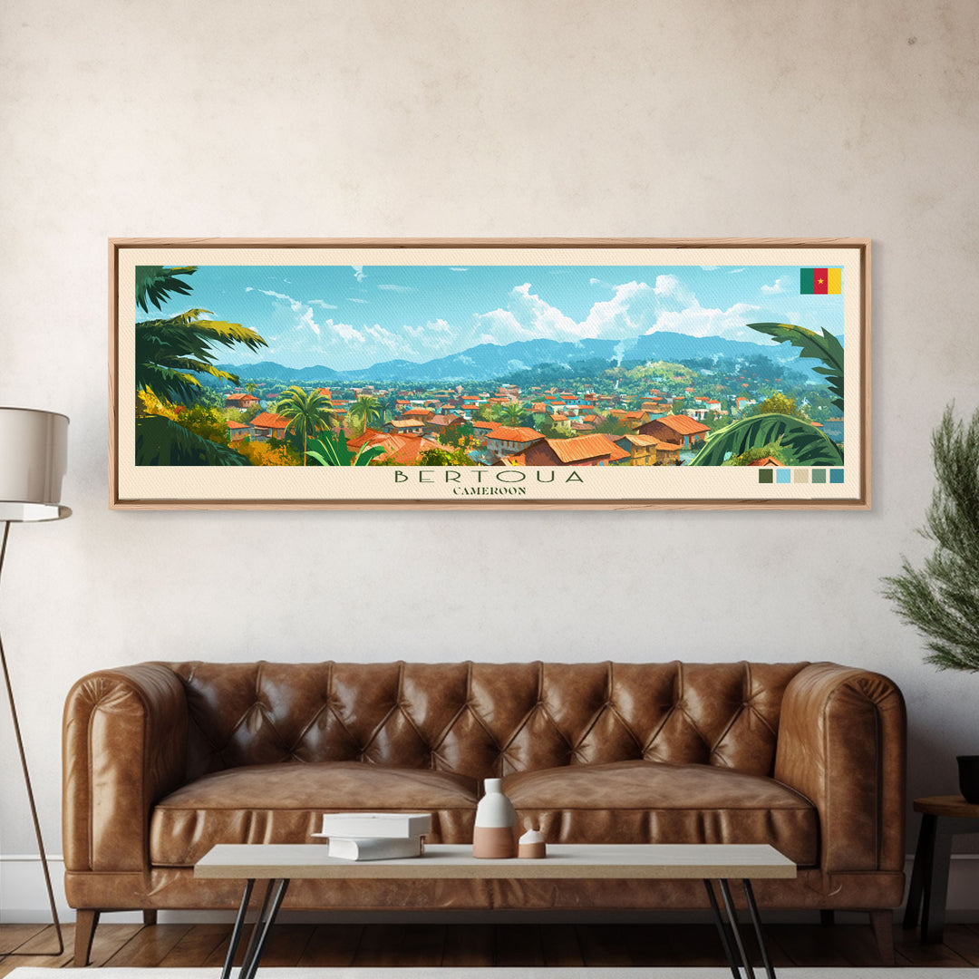 Bertoua, Cameroon Travel Poster Panoramic Canvas Print, Bertoua, Cameroon Painting, Cameroon Art, Bertoua Travel Art, Guest Room Painting