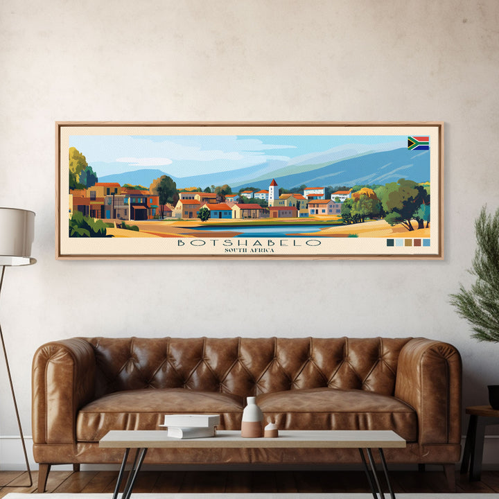 Botshabelo, South Africa Travel Poster Panoramic Canvas Print, Botshabelo, South Africa Painting, South Africa Art, Botshabelo Travel Art, Guest Room Painting