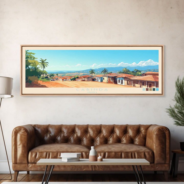 Cabinda, Angola Panoramic Travel Poster Canvas Print, Cabinda, Angola Painting, Angola Art, Cabinda Travel Art, Guest Room Painting