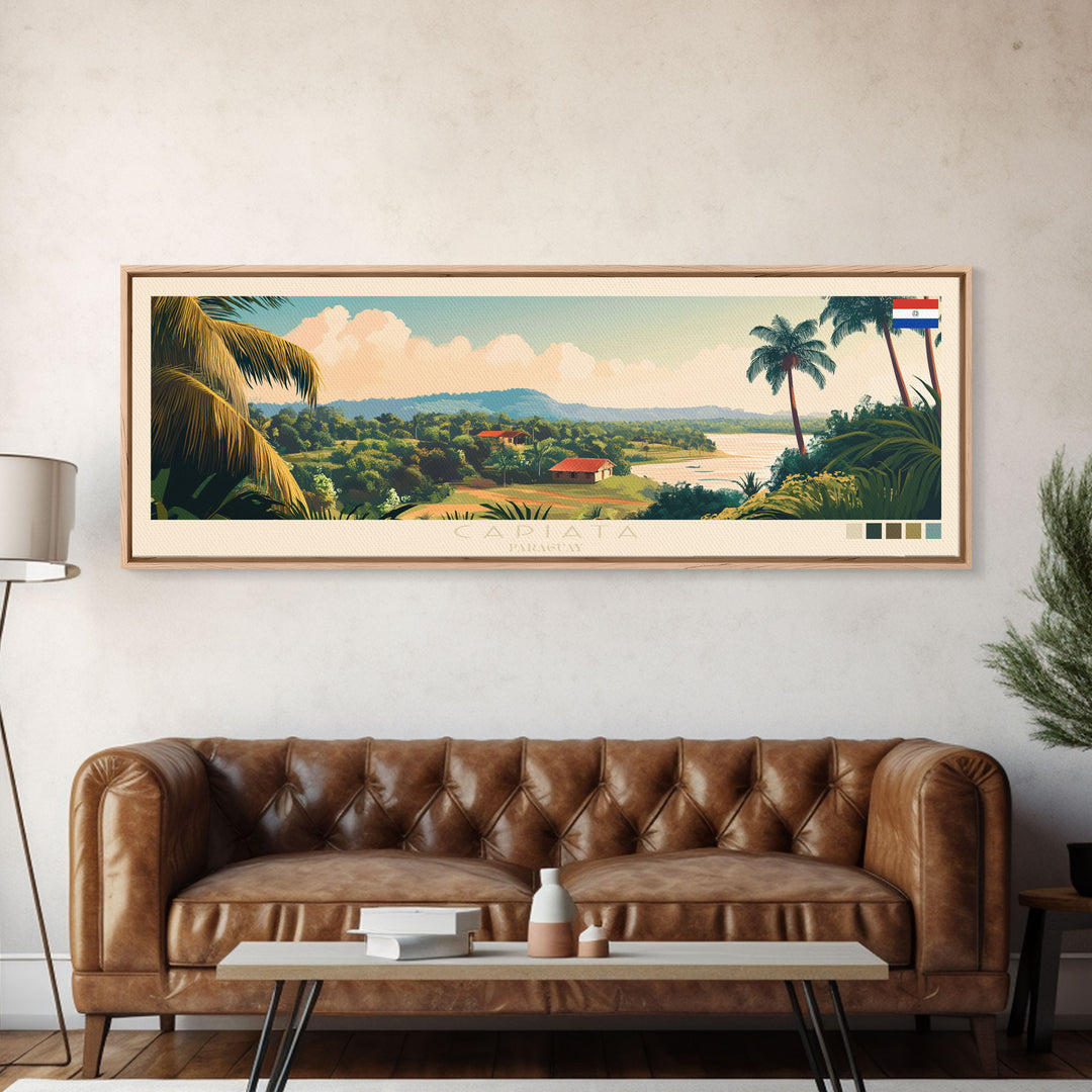 Capiata, Paraguay Panoramic Travel Poster Canvas Print, Capiata, Paraguay Painting, Paraguay Art, Capiata Travel Art, Living Room Painting