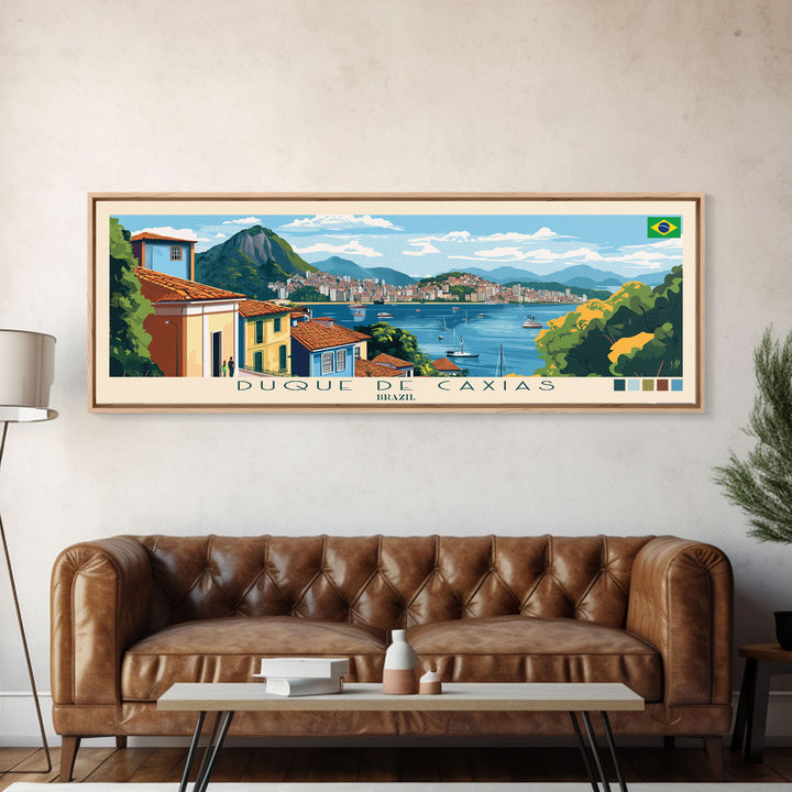 Panoramic Travel Poster Duque de Caxias, Brazil Canvas Print, Duque de Caxias, Brazil Painting, Brazil Art, Duque de Caxias Travel Art, Guest Room Painting