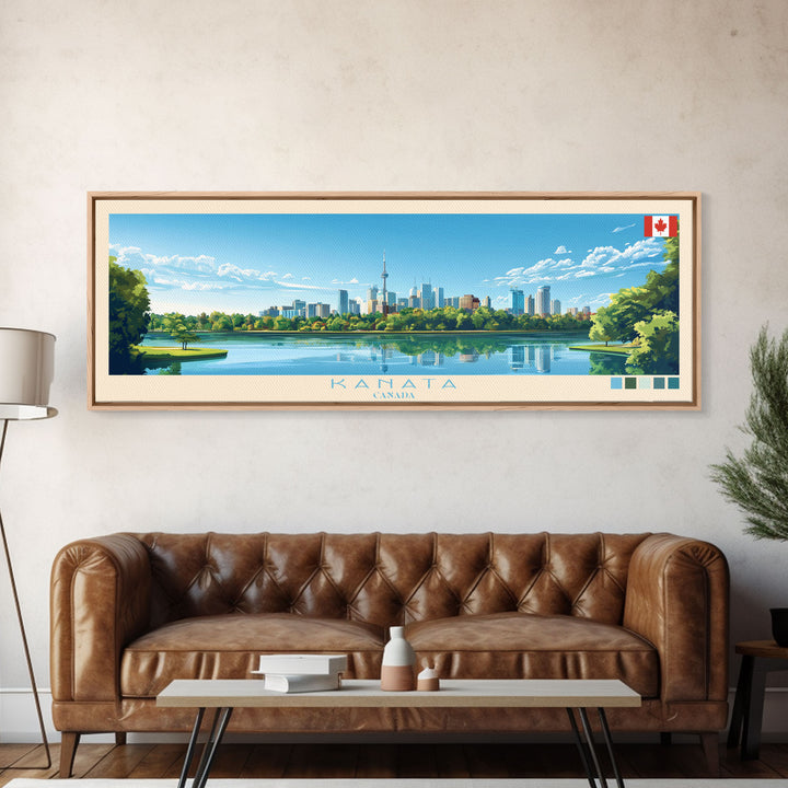 Kanata, Canada Travel Poster Panoramic Canvas Print, Kanata, Canada Painting, Canada Art, Kanata Travel Art, Guest Room Painting