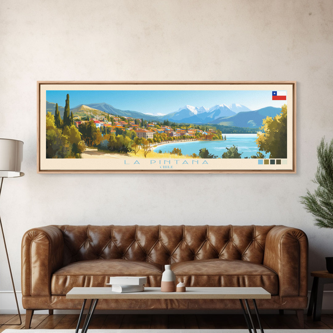 La Pintana, Chile Panoramic Travel Poster Canvas Print, La Pintana, Chile Painting, Chile Art, La Pintana Travel Art, Guest Room Painting