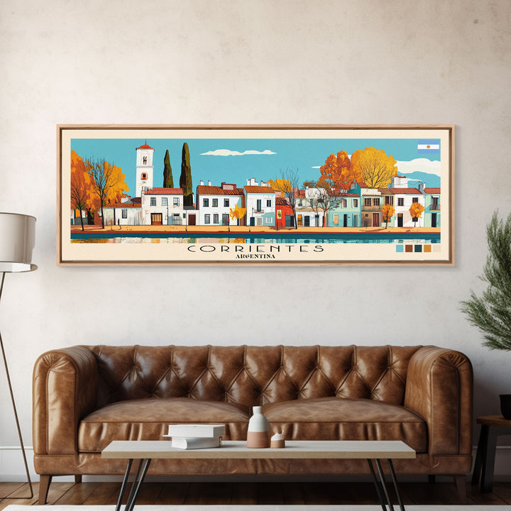 Corrientes, Argentina Panoramic Canvas Print, Corrientes, Argentina Painting, Argentina Art, Corrientes Travel Poster, Travel Art, Vacation Gift