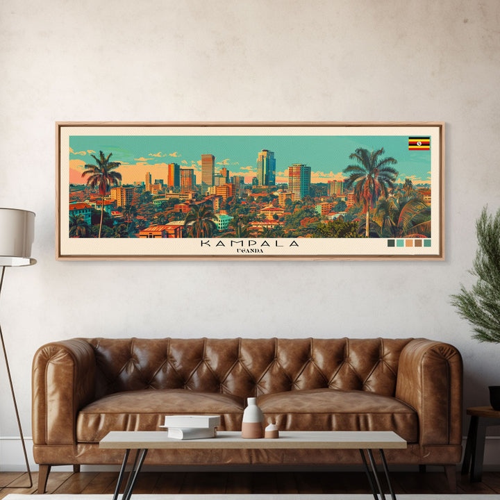Kampala, Uganda Panoramic Canvas Print, Kampala, Uganda Painting, Uganda Art, Kampala Travel Poster, Travel Art, Living Room Painting
