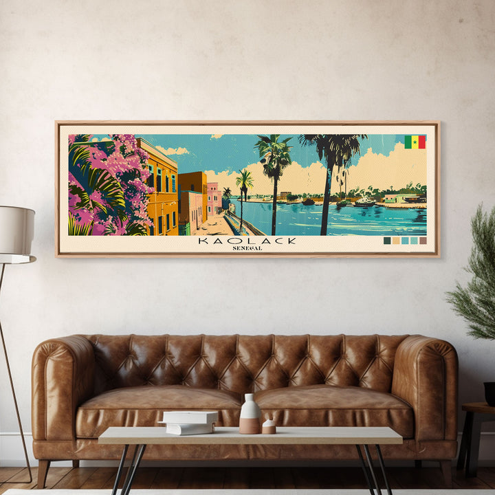 Kaolack, Senegal Panoramic Canvas Print, Kaolack, Senegal Painting, Senegal Art, Kaolack Travel Poster, Travel Art, Living Room Painting