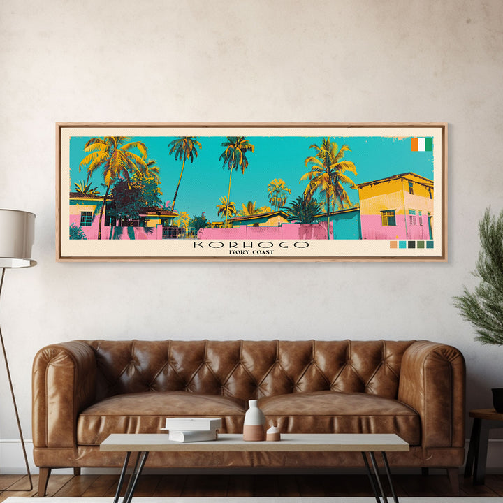 Korhogo, Ivory Coast Panoramic Canvas Print, Korhogo, Ivory Coast Painting, Ivory Coast Art, Korhogo Travel Poster, Travel Art, Vacation Gift