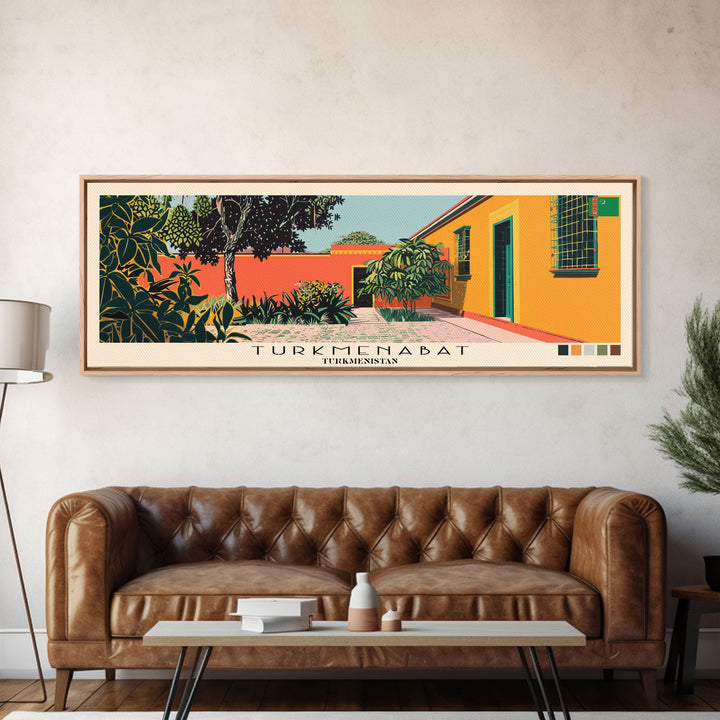 Turkmenabat, Turkmenistan Panoramic Canvas Print, Turkmenabat, Turkmenistan Painting, Turkmenistan Art, Turkmenabat Travel Poster, Travel Art, Vacation Gift