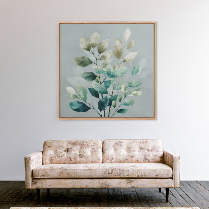 Sage Green Botanical Branch Study Canvas Print, Yoga Studio Art, Spiritual Wall Art, Yoga Studio Decor, Fine Art, Balance, YSA-1x1-17