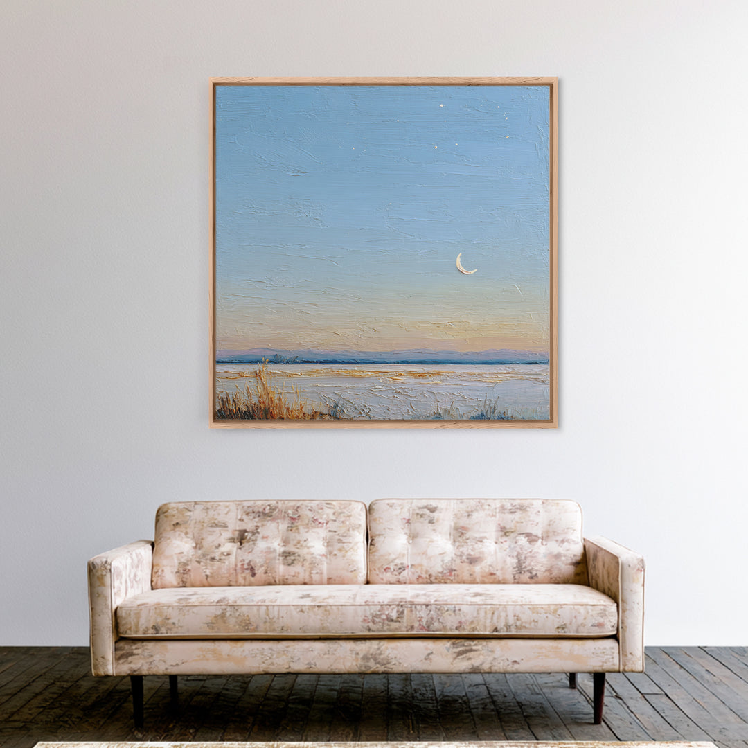 Crescent Moon and Stars Canvas Print, Yoga Studio Art, Nature Prints, Yoga Studio Decor, Fine Art, Balance, Boho Wall Hanging, YSA-1x1-18